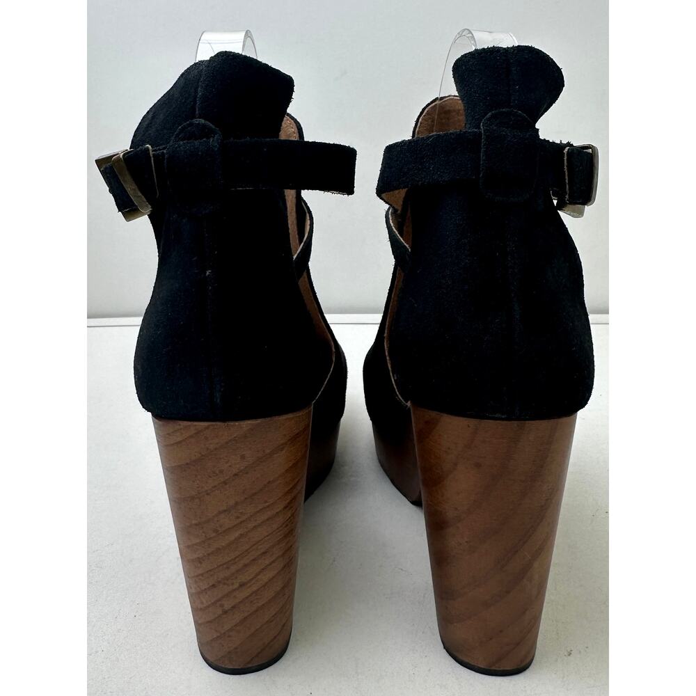 Free People Black Suede Cedar Platform Wood Clogs Women's Sz 39 - Picture 6 of 10